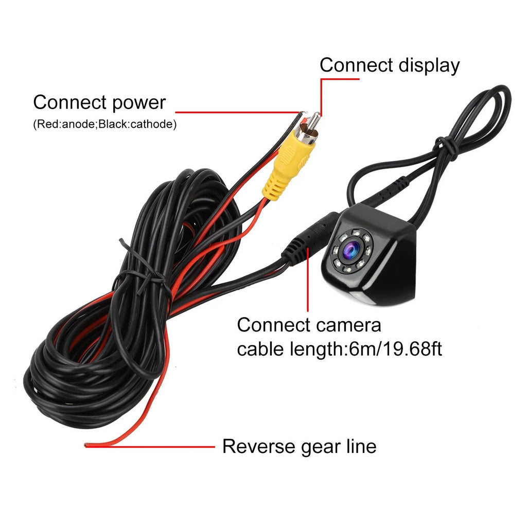Backup Vision View Reverse 170° Waterproof Parking Night 8LED Rear Car Camera HD