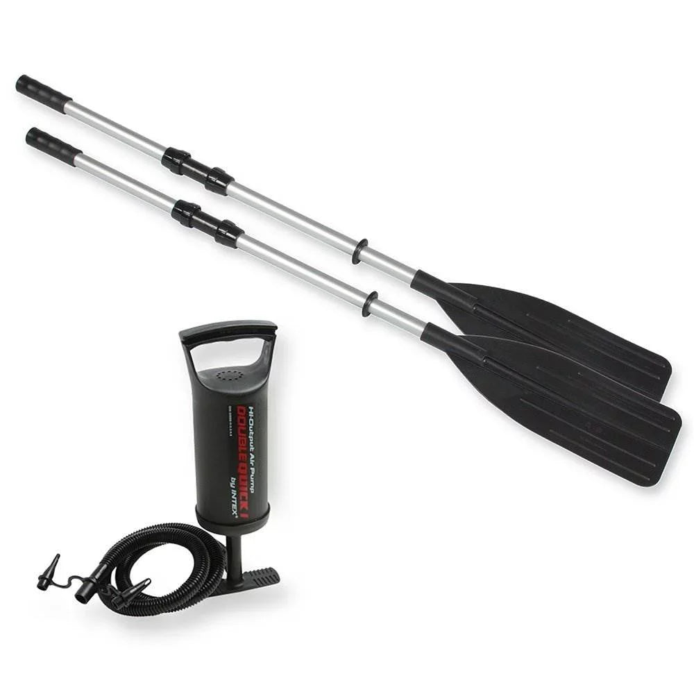 Oars w/2 5 Person Speed Boat & Motor Fishing Intex Eight Trolling Set