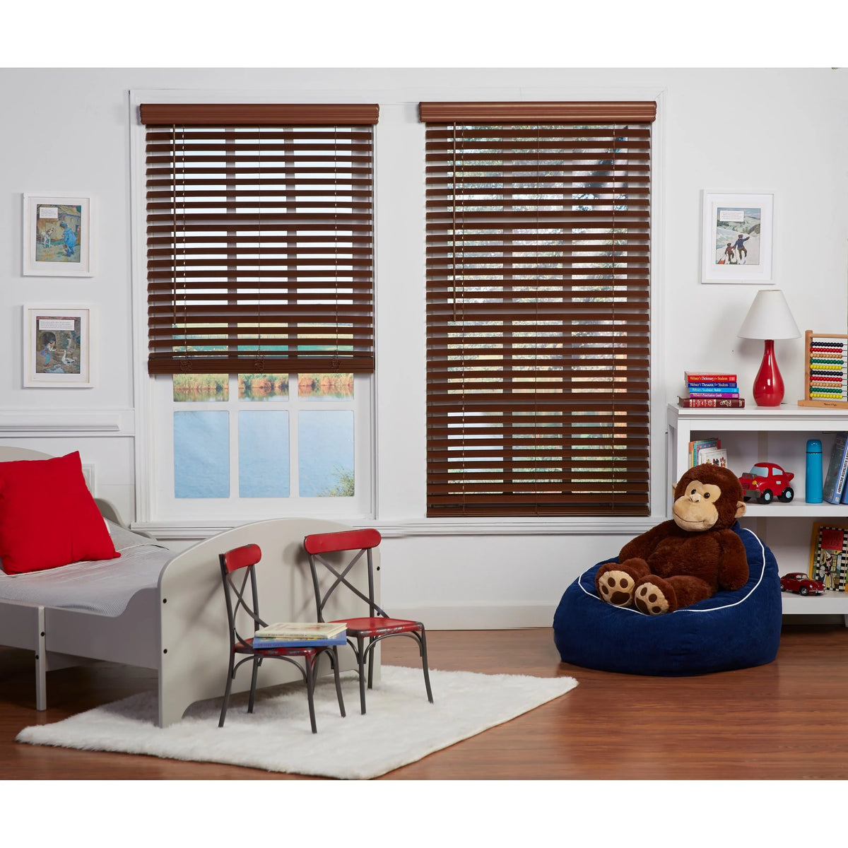 64-inch Custom 29.5 Oak Faux Estate x Wood Dark Blind Regal Cordless 64