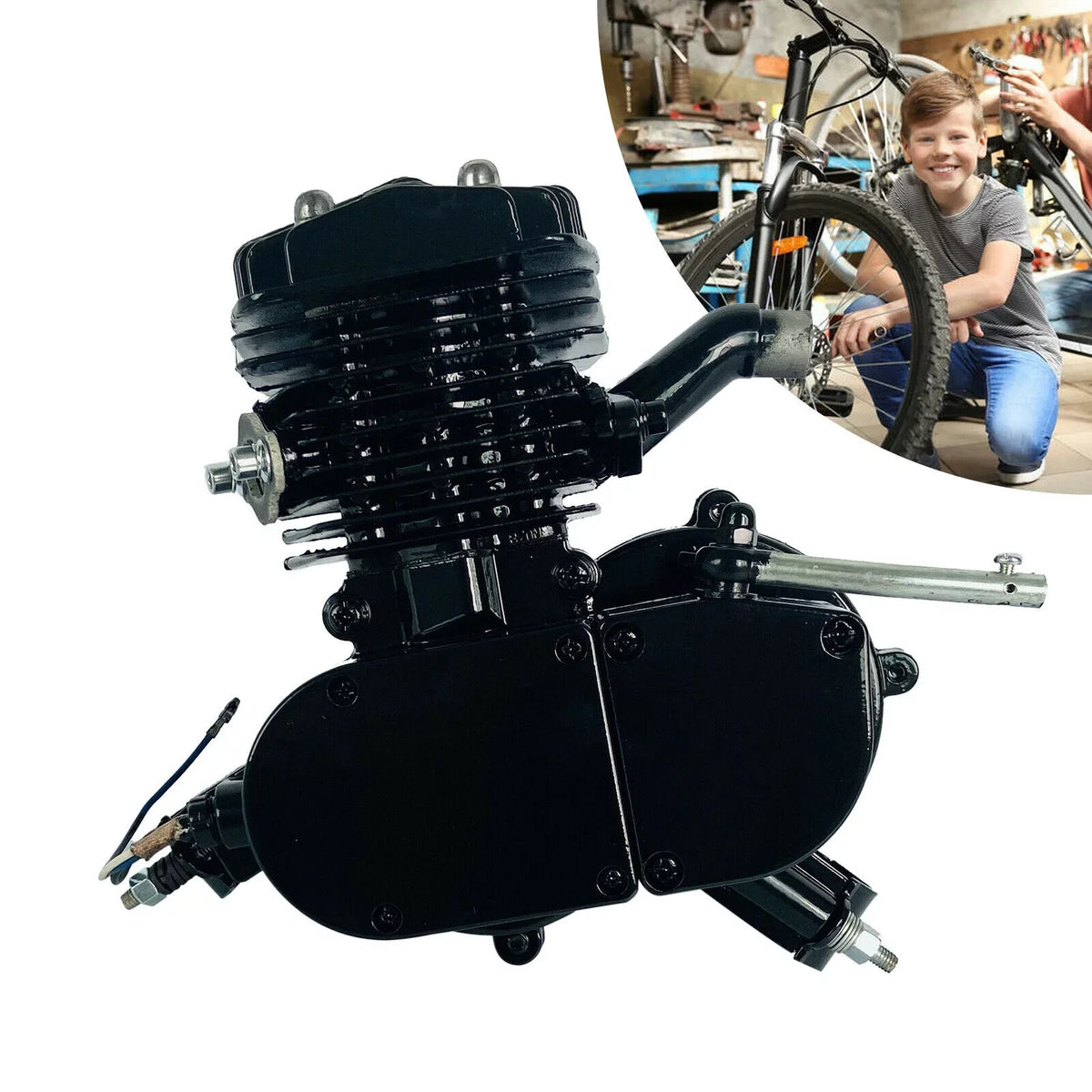 2.94KW Motorized Motor Petrol Bike Cylinder Air-cooled 80CC Start 6500r/min Gas Pull Engine 2-Stroke Bicycle Single Engine for