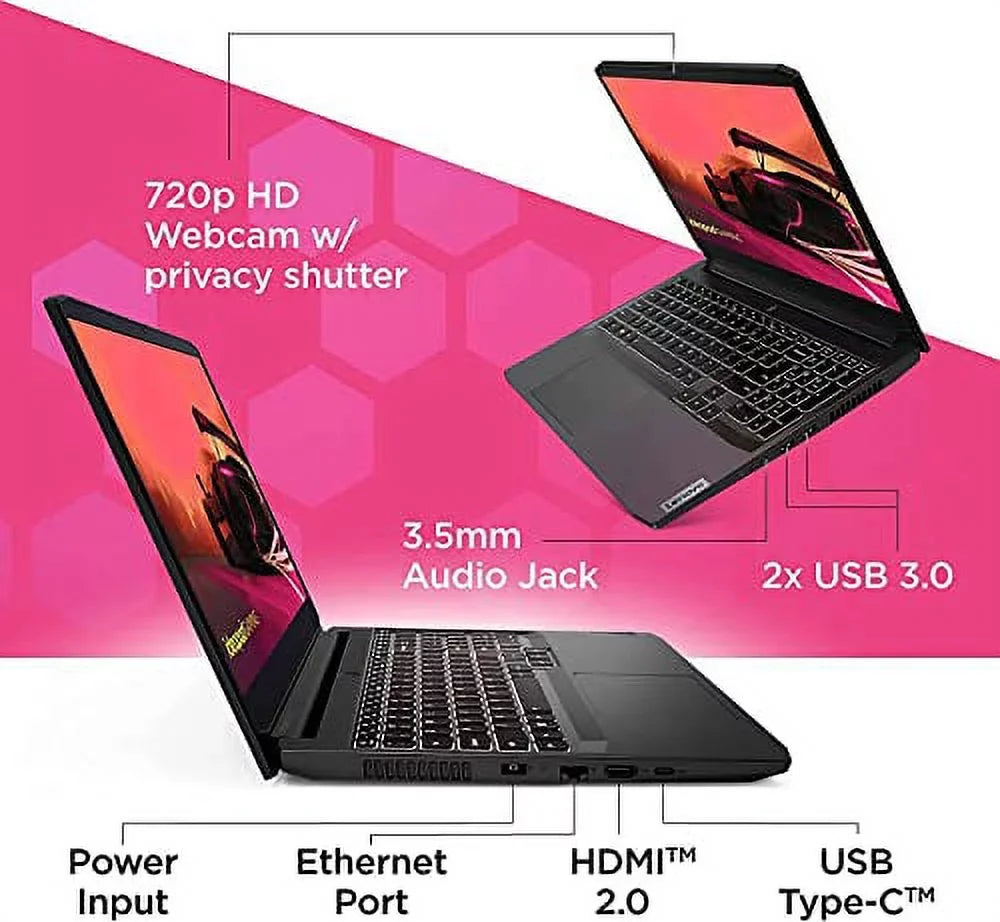 Gaming RTX 120Hz WiFi, Bluetooth, 15.6" Ti SSD, 11, Backlit 1TB 8GB 3 Gaming GDDR6, Shadow FHD Lenovo AMD Keyboard, 3050 4GB IdeaPad Black Windows 5-5600H, Ryzen Webcam, RAM Laptop,