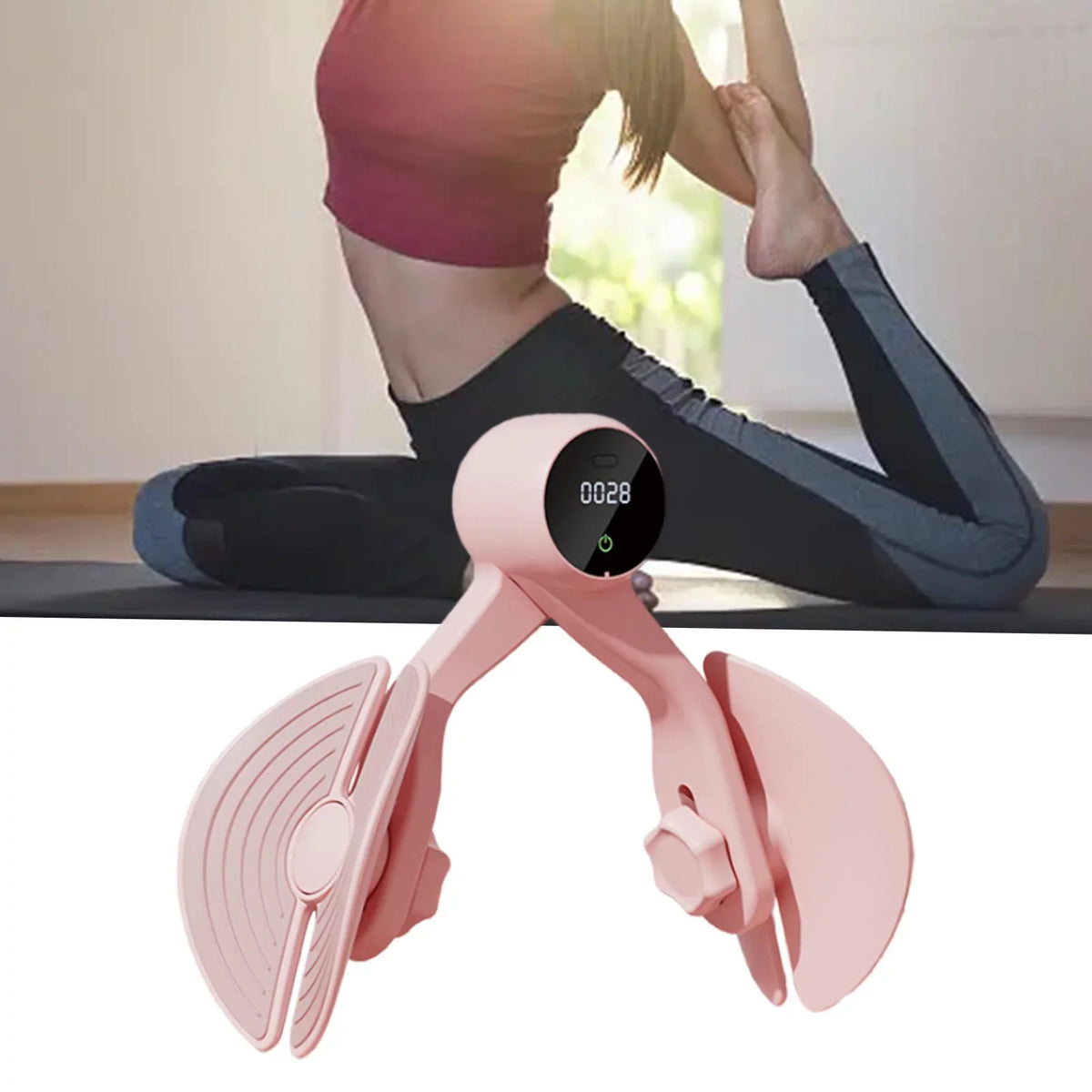 Exerciser Thigh Hip Compact, Workout Exerciser, Home Trainer Leg Hip Machine Muscle Trimmer Gym Counter, Thigh Strengthening, with Inner Thigh Pink