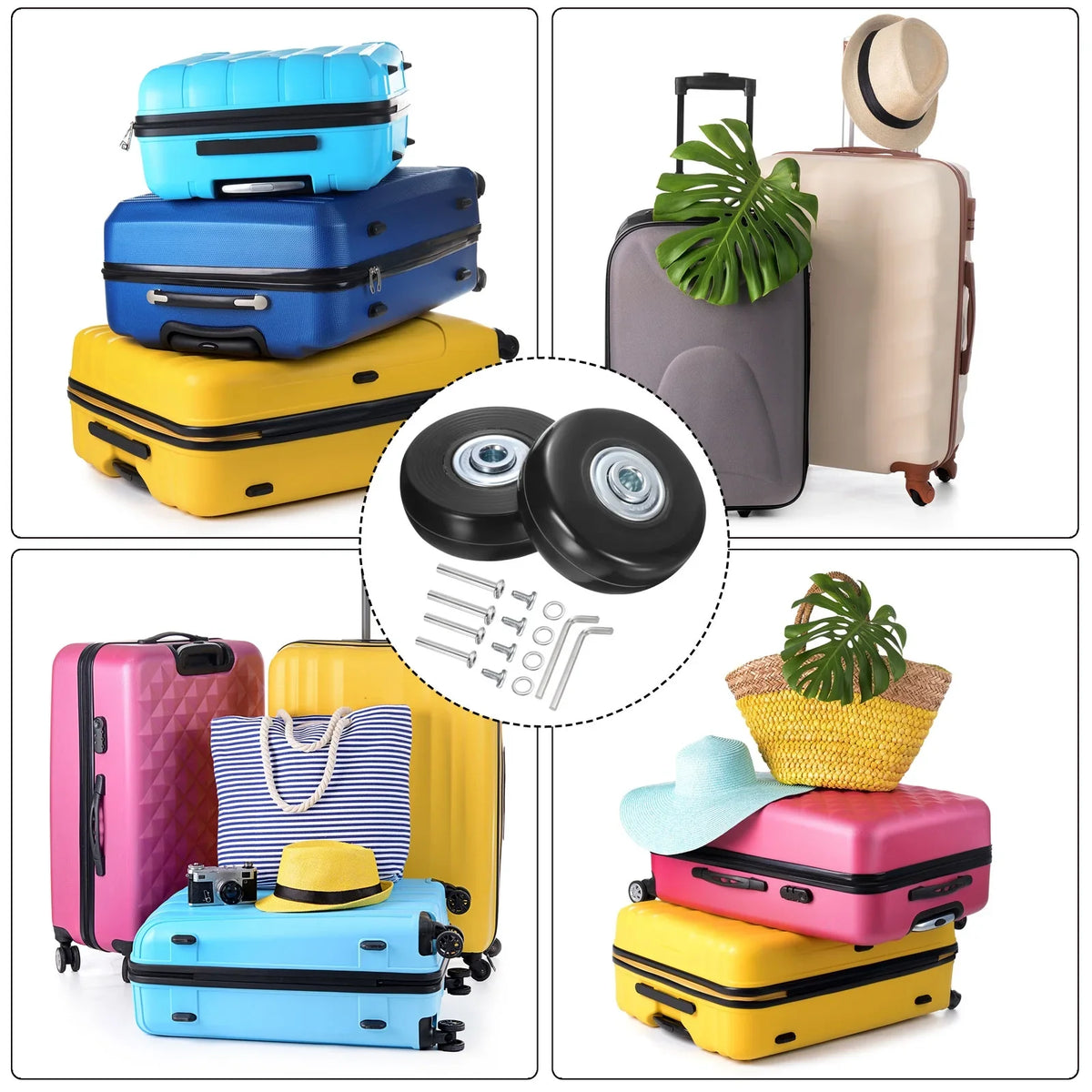 Replacement Suitcase, for 17 Uxcell Black, 0.7" 2 x x mm/2" Luggage Set 51 Wheels