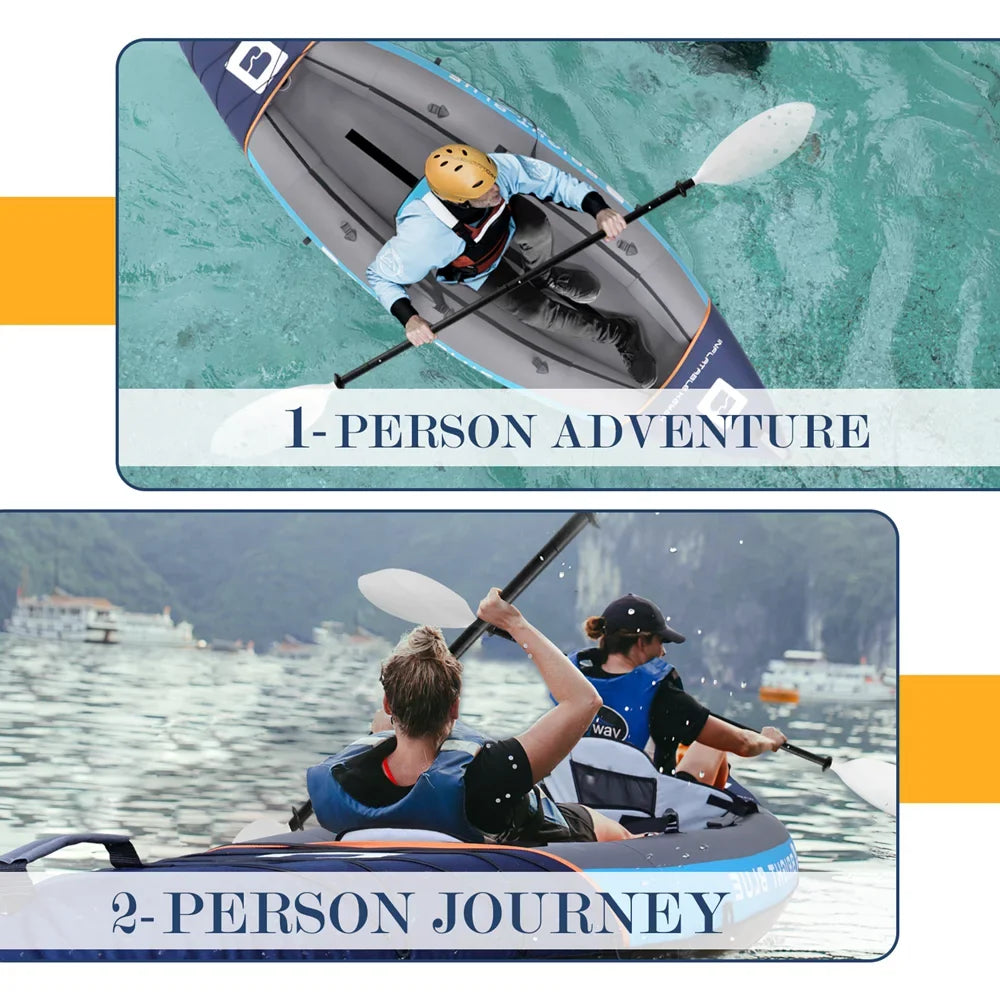 2 Inflatable Paddles Person 2 Blue Sekkvy Set Kayak for Bag Fishing Blow 11ft Fins Up and 3 Angler Kayak Adults Carrying with