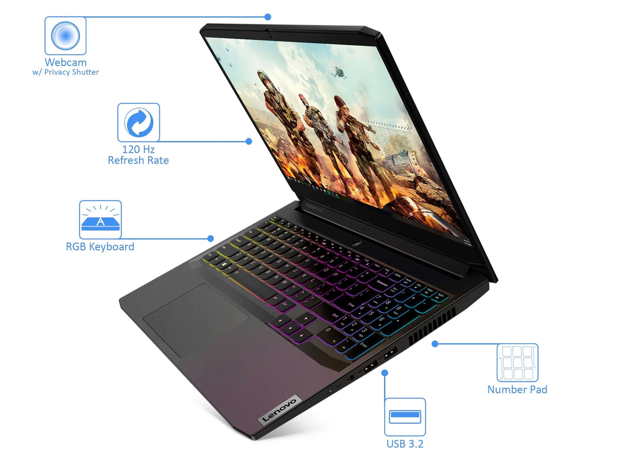 Core Intel Lenovo NVIDIA (82K10003US) Display, 120Hz SSD 1TB Home RAM, 8GB 3i GeForce Ti, HDMI, RTX Upto Windows + i7-11370H Laptop, FHD HDD, 10 15.6" NVMe 256GB 3050 Gaming IdeaPad 4.8GHz,