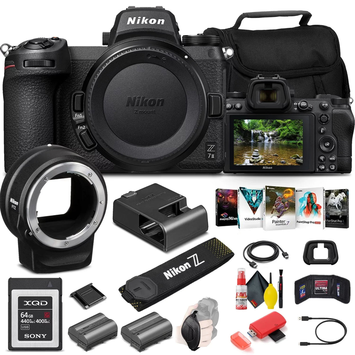 Digital Camera + EN-EL15c 45.7MP Model + FTZ Set Cleaning + Mount 7II Only) + Battery (1653) + Software Mirrorless Reader Card Z Card More Nikon Case (Body 64GB - + + + XQD International Corel Photo