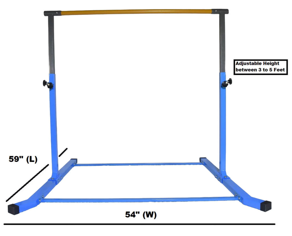 Gymnastic Height Kids, Training Adjustable Bar Practice Bar 5 FT Expandable Equipment Gymnastics Between to Star-TD for for Tumbling 5 3 Kip FT, Home Fitness Training (Blue) Horizontal