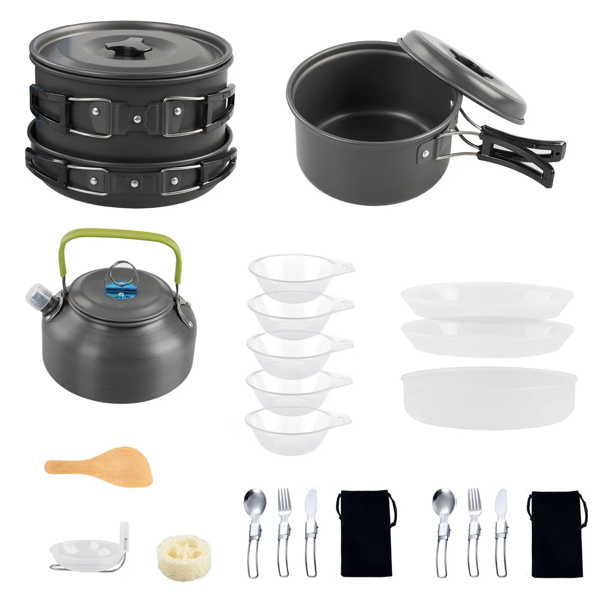 Kettle Kit Mess Pan Backpacking with Camping Hiking Non-Stick Set Pot Cookware Lixada