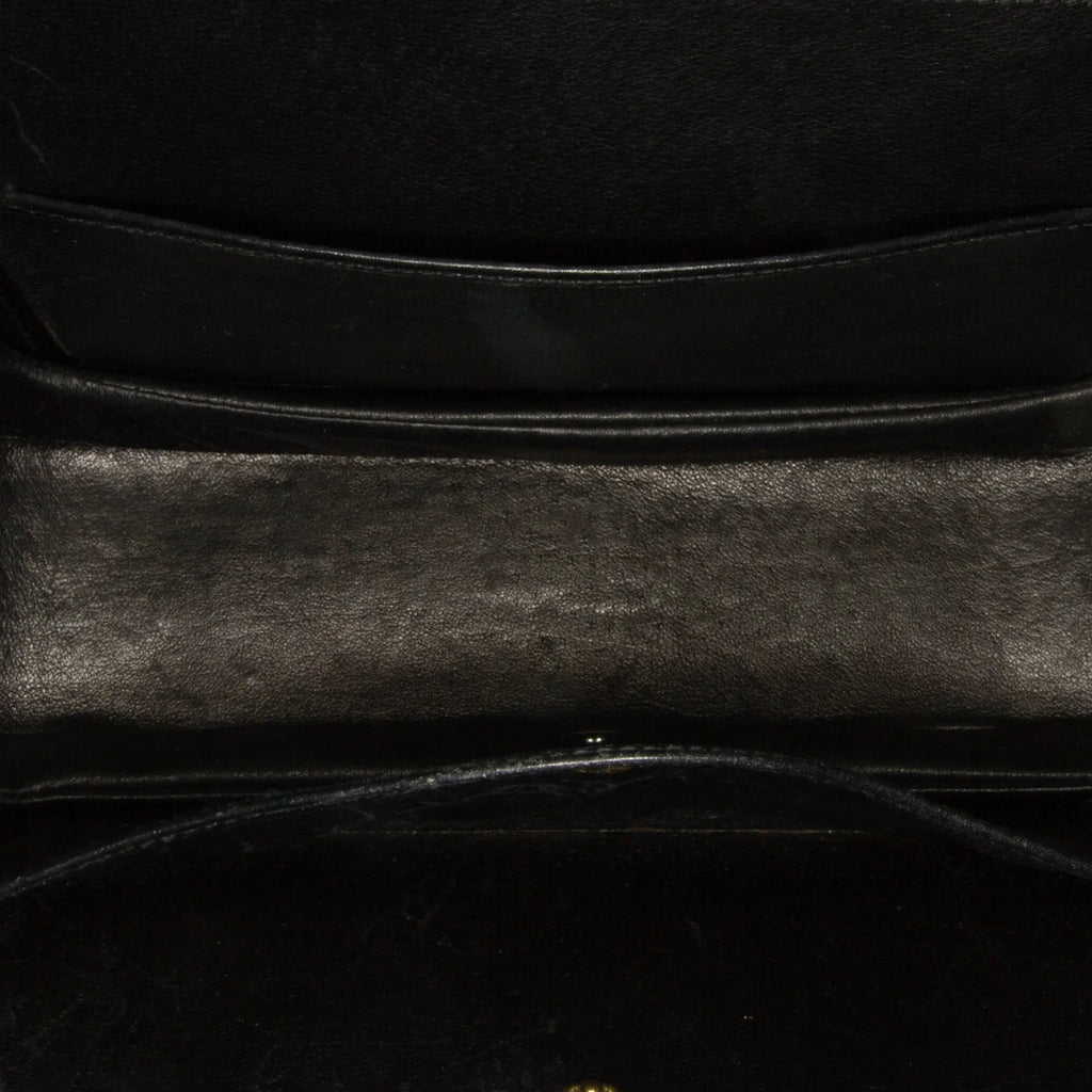Handbag (Good) Unisex Black Bamboo Pre-Owned HandleBag Night Gucci Calf Authenticated Leather Top