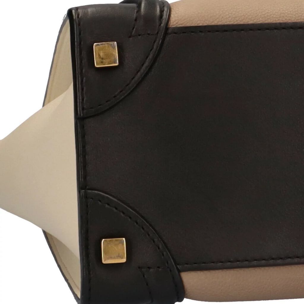 Celine Micro Shopper Leather Beige Luggage Handbag Ladies (Good) Pre-Owned