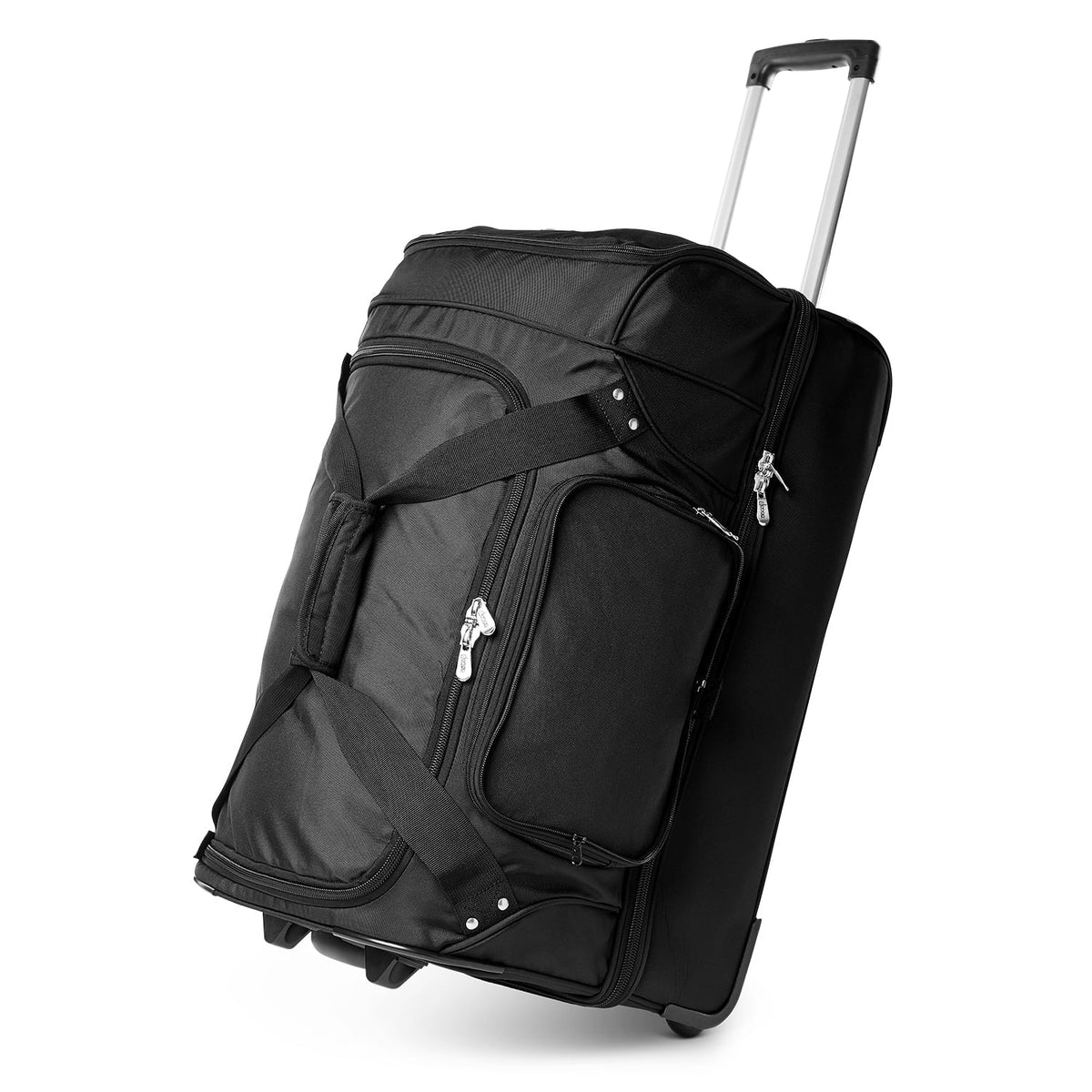 MOJO Black 2-Wheel Bottom Drop Wisconsin Duffel 27'' Rolling Bag Badgers