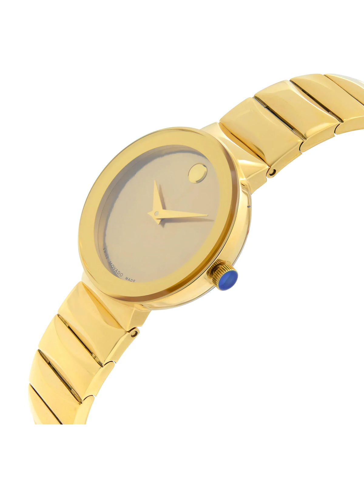 Dial MOP 26mm Ladies Gold Sapphire Quartz Movado Museum Steel Watch 0607049