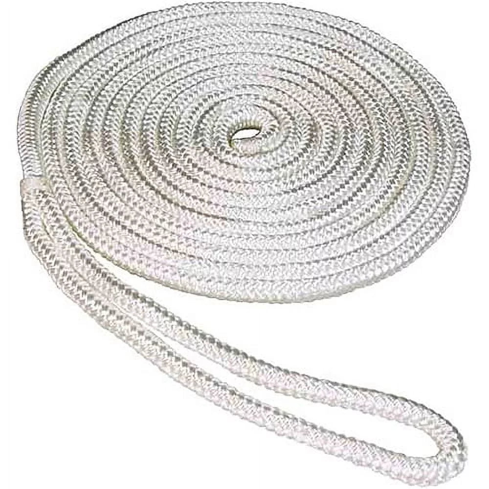 Line, Eye, Dock White 3/8" Braid 20', SeaSense Double x Nylon 10"
