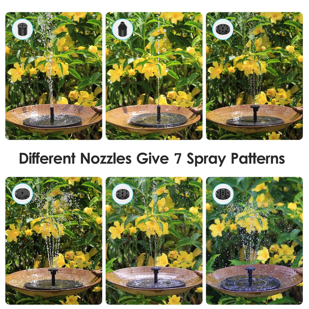 Garden Pump Pool Shinysix Bath Fountain Spray 7 for Fountain with 3W, Bird Solar Pond Patterns