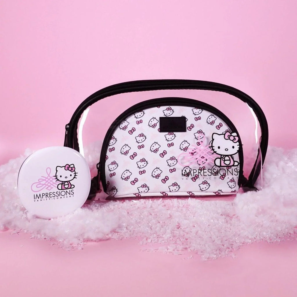 Pcs Bag (White) Waterproof Impressions Makeup Vanity Hello Clutch Kitty 2 Travel Nested Purses, Clutch