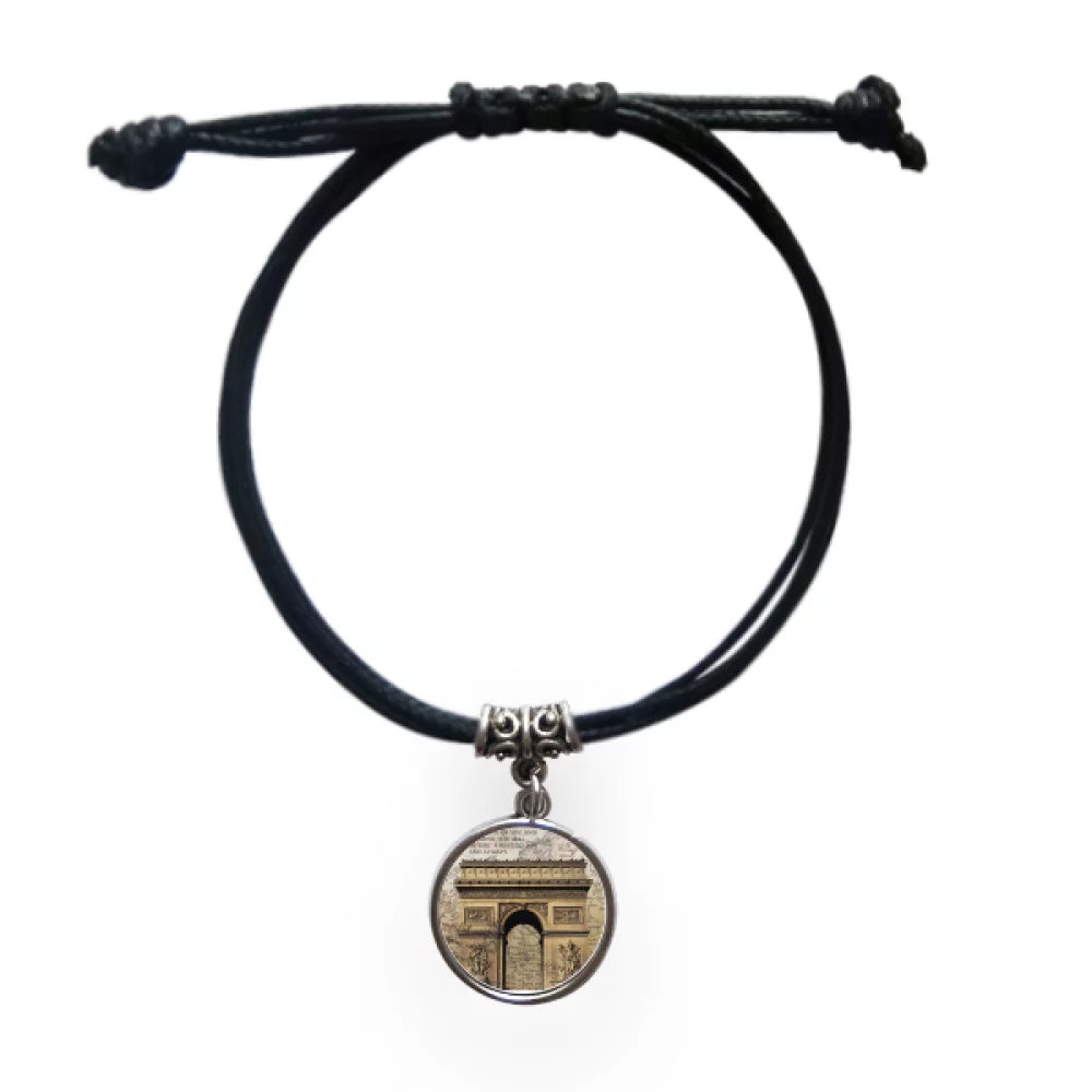Leather Of Bracelet Jewelry Triumphal Arch Wristband Black Rope Paris Best