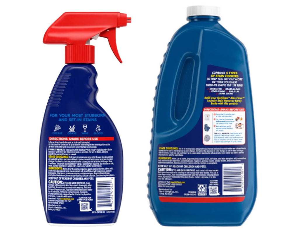 12 Oz Laundry 60 OxiClean Total Stain oz Refill 48 Max Force Bottle Oz Remover fl + Spray, Fl Fl Kit