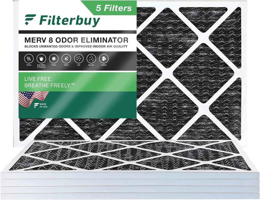 with Air HVAC Pleated Filters Odor Filterbuy 8 16x25x1 MERV Carbon Furnace Eliminator AC Activated (5-Pack)