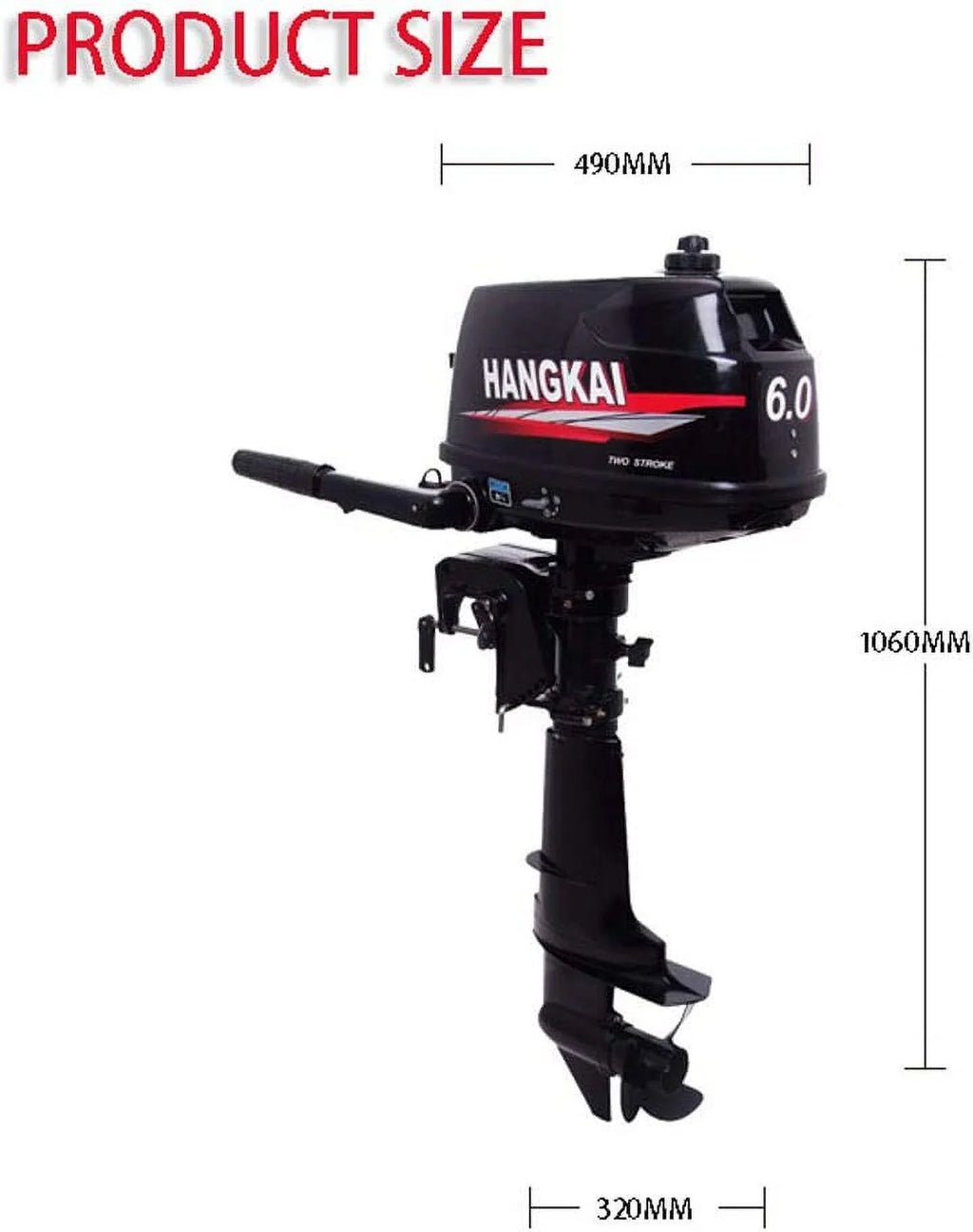 Outboard MONIPA System HP Inflatable Boat Tiller Motor Water Fishing Shaft 6 CDI Marine 2-Stroke Cooling Engine