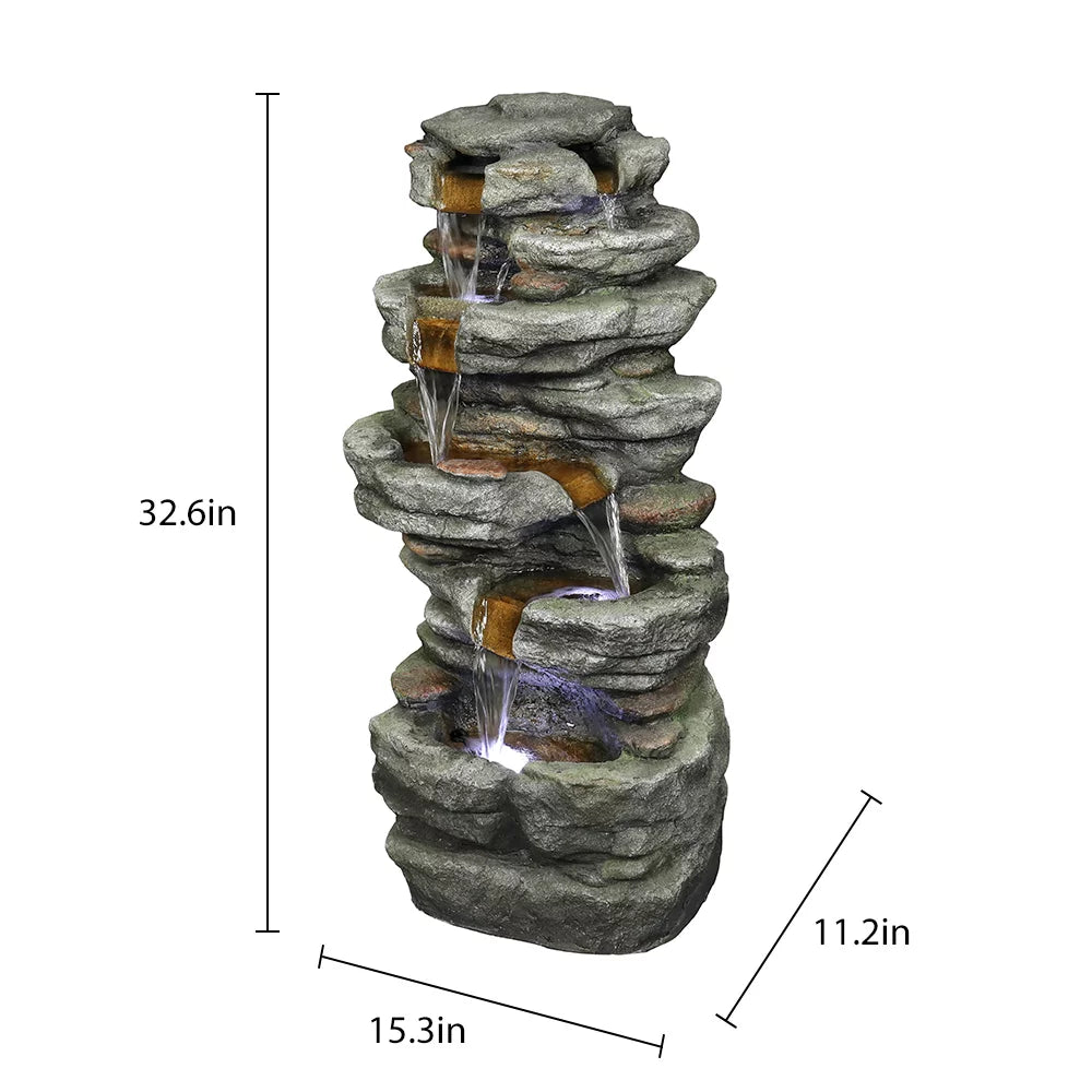 32.6inches with Water Fountain Lights Kmowoo Led Rock