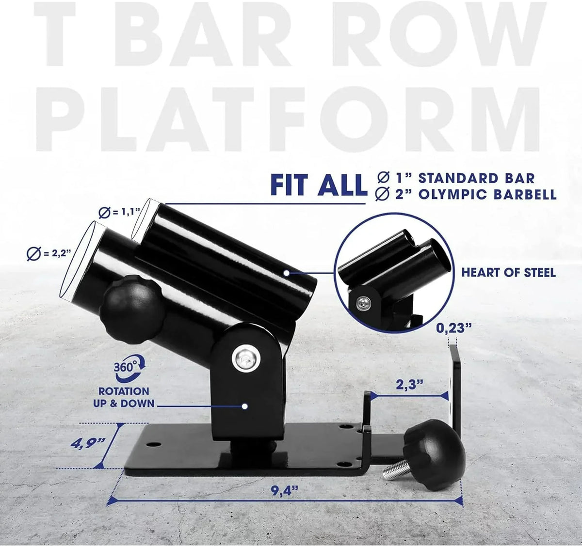 Yes4All With Row 360-Degree Black T-Bar Swivel Platform