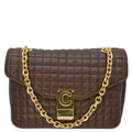 Bag C Medium Pre-owned Leather Crossbody Quilted CELINE Khaki