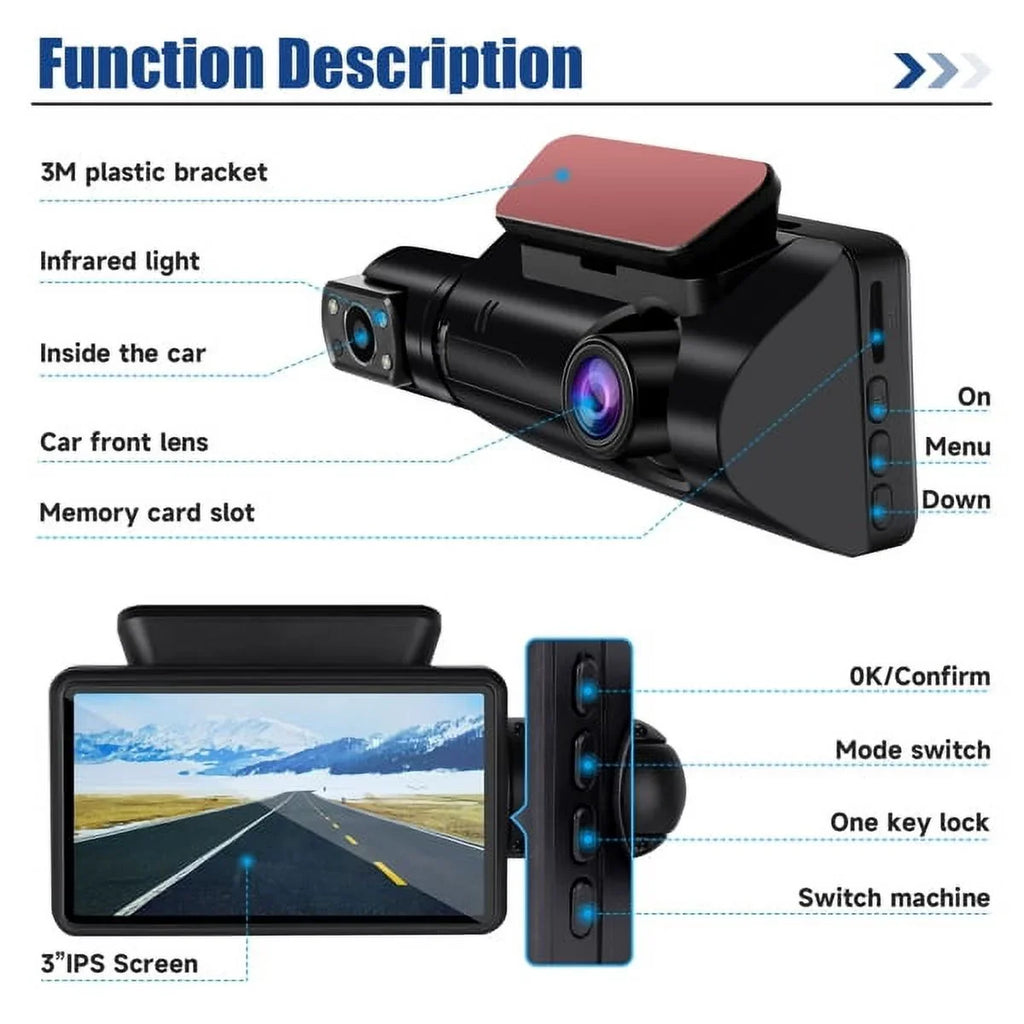 Angle, 1080P and SYTHERS Camera 170° Dash G-Sensor Wide Front Dash Night Cam Loop Rear, Recording, Vision