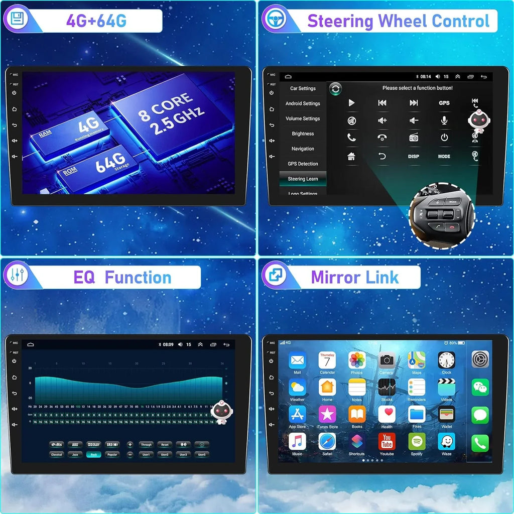 Inch Camera（4G+64G） Stereo Touch Honda Radio for THONZER 2008-2013 Android with Screen Auto Bluetooth 5.0 WiFi Navigation Backup 10.1 Android Car Stereo 8th GPS CarPlay Core Accord 8 Car 4G