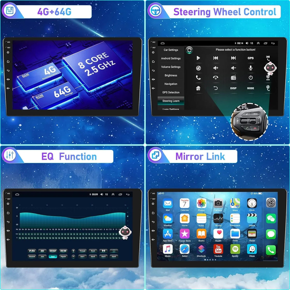 Inch Camera（4G+64G） Stereo Touch Honda Radio for THONZER 2008-2013 Android with Screen Auto Bluetooth 5.0 WiFi Navigation Backup 10.1 Android Car Stereo 8th GPS CarPlay Core Accord 8 Car 4G