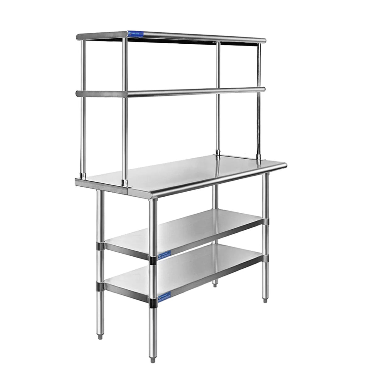 Overshelf Combo Double 18" Tier | Kitchen Prep Table Steel | Work Two Metal 24" Shelves Stainless Wide 60" With Shelving & Table x
