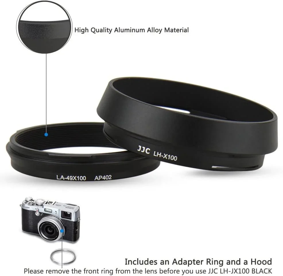 Lens X100 Alloy Fujifilm Lens Fuji Fuji Lens Aluminum & X100F X100T Adapter X100S Shade for Ring Hood -Black Hood X70 JJC Replace X100V Set LH-X100