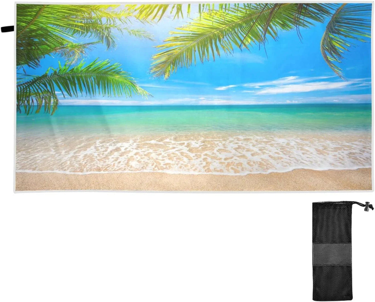 Tropical Towel Beach Thin Sand Beach Quick Towel, Oversized Bestwell Swim Blanket, Microfiber Yoga Free Pool Lightweight Multipurpose Towel Summer 30”X60” Palm Towel Bath Dry Shower