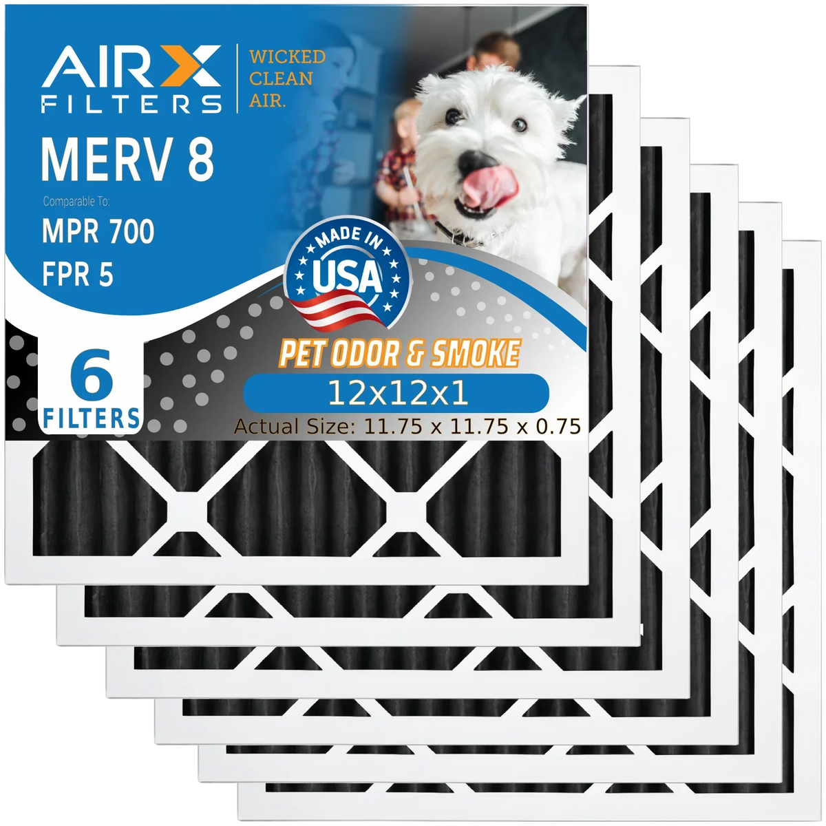Pack & WICKED 6 by Air FPR 12x12x1 to FILTERS Filter 5 Carbon Filter 12x12x1 8 AC Furnace AIR. Premium MPR Comparable Odor AIRX Eliminator HVAC 700 Filters MERV Made CLEAN USA