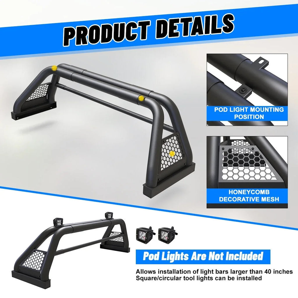 Ranger Bar Chase 62.9-74.7" Ford Bed Truck For Sport Fit Bar 2019-2023 Roll Rack Adjustable