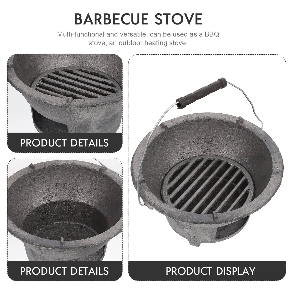 Cast Stove Barbecue Outdoor Charcoal Barbecue BBQ Camping Stove Tool Iron