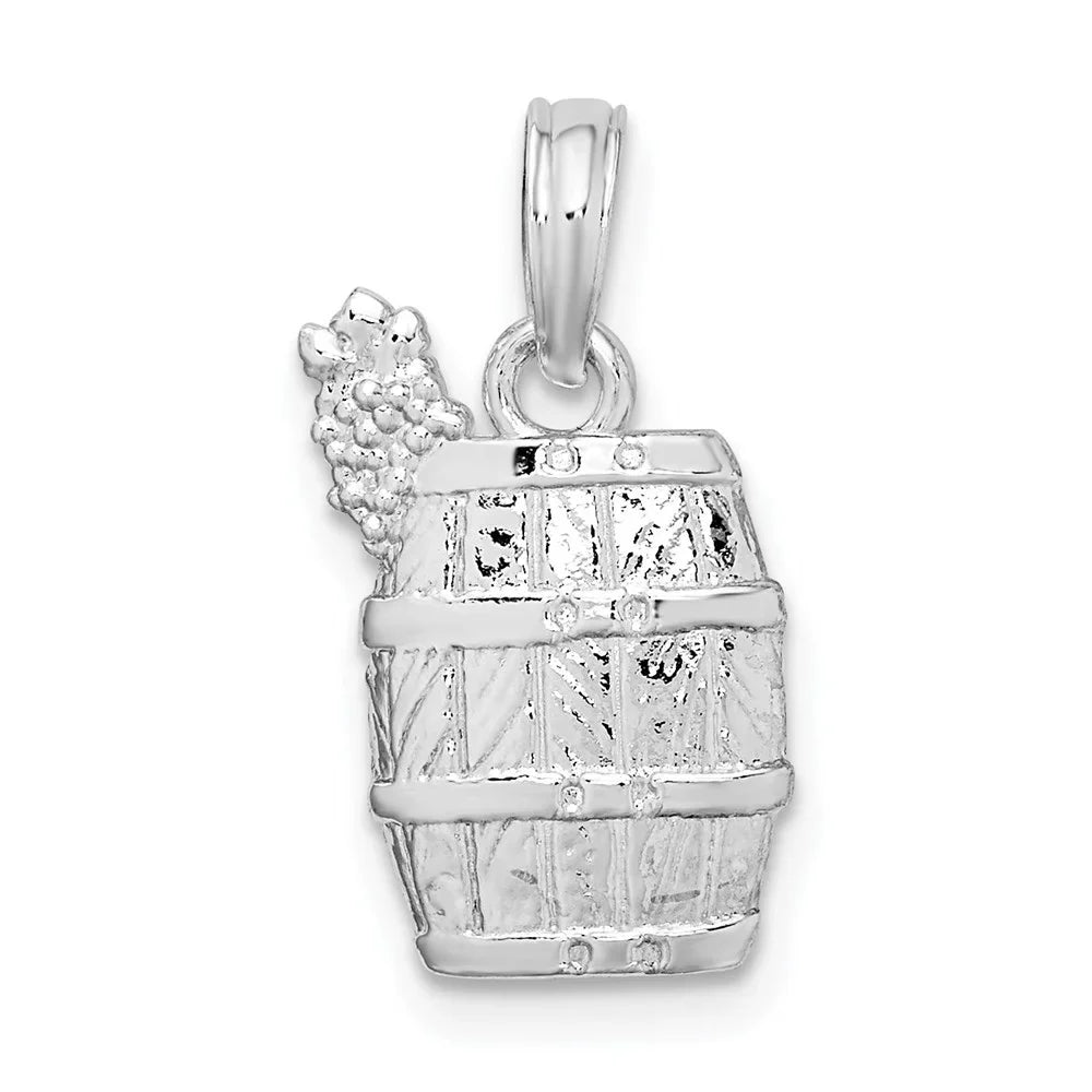 mm) Barrel Silver W-10 Grapes Sterling Auriga (L-18.5 Wine with 925 mm, Polished for Women Pendant