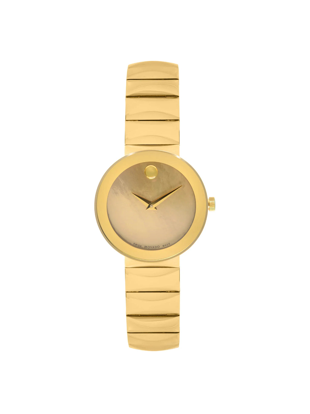 Dial MOP 26mm Ladies Gold Sapphire Quartz Movado Museum Steel Watch 0607049
