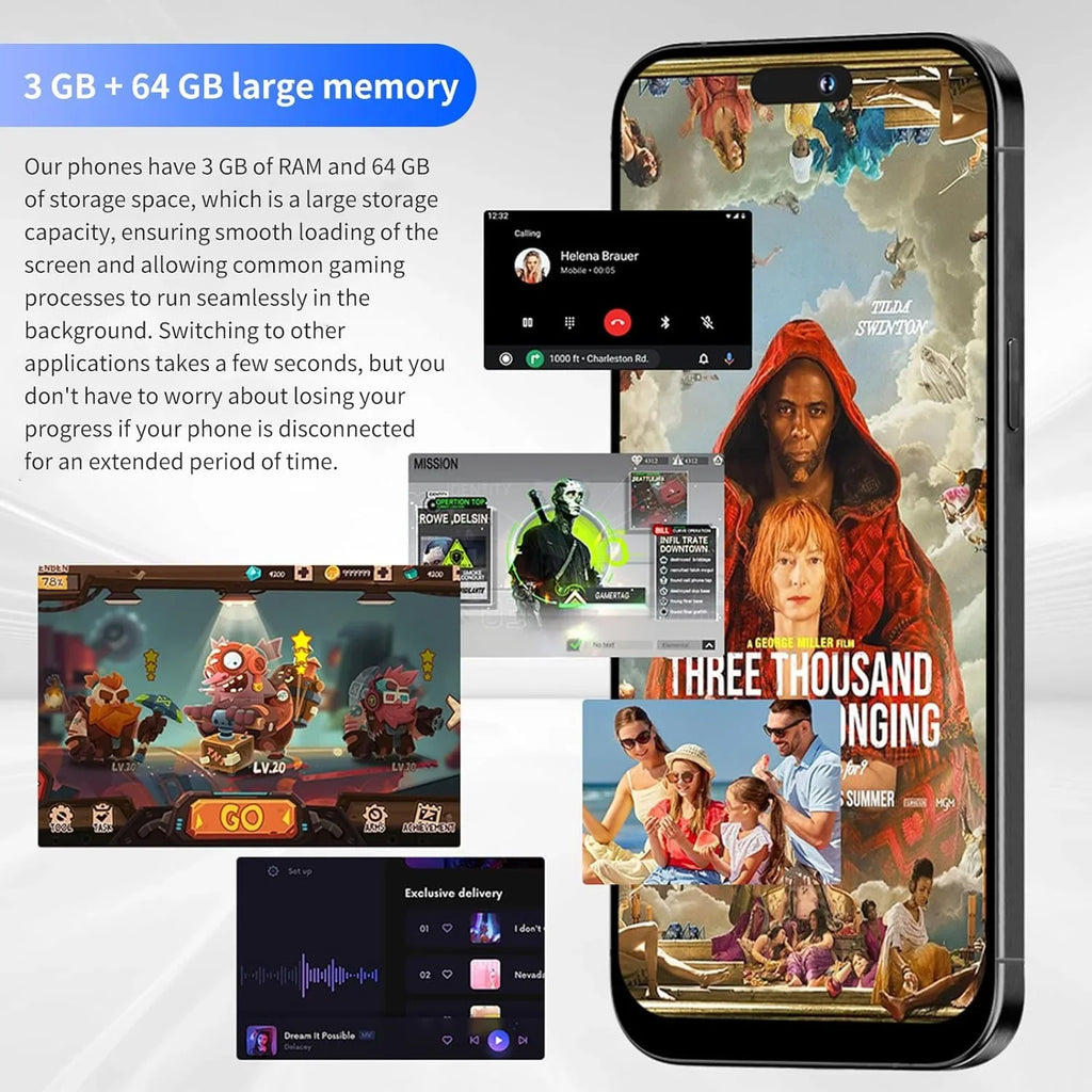 Dual-SIM Max 6.61in Large-Capacity Cell AI Pro Phones Large (Black,3+32G) 3000mAh Support Unlocked Android Phone Smartphone C15 Battery Screen High-Definition Phone Smartphones