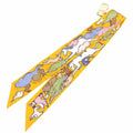 Un Mille HERMES Hermes Muffler Rabbits et Lapins D’or/Parm/Beige and Bouton Scarf 2023 Twilly 04 Thousand One Pre-Owned 100% (Like Silk New) H064007S