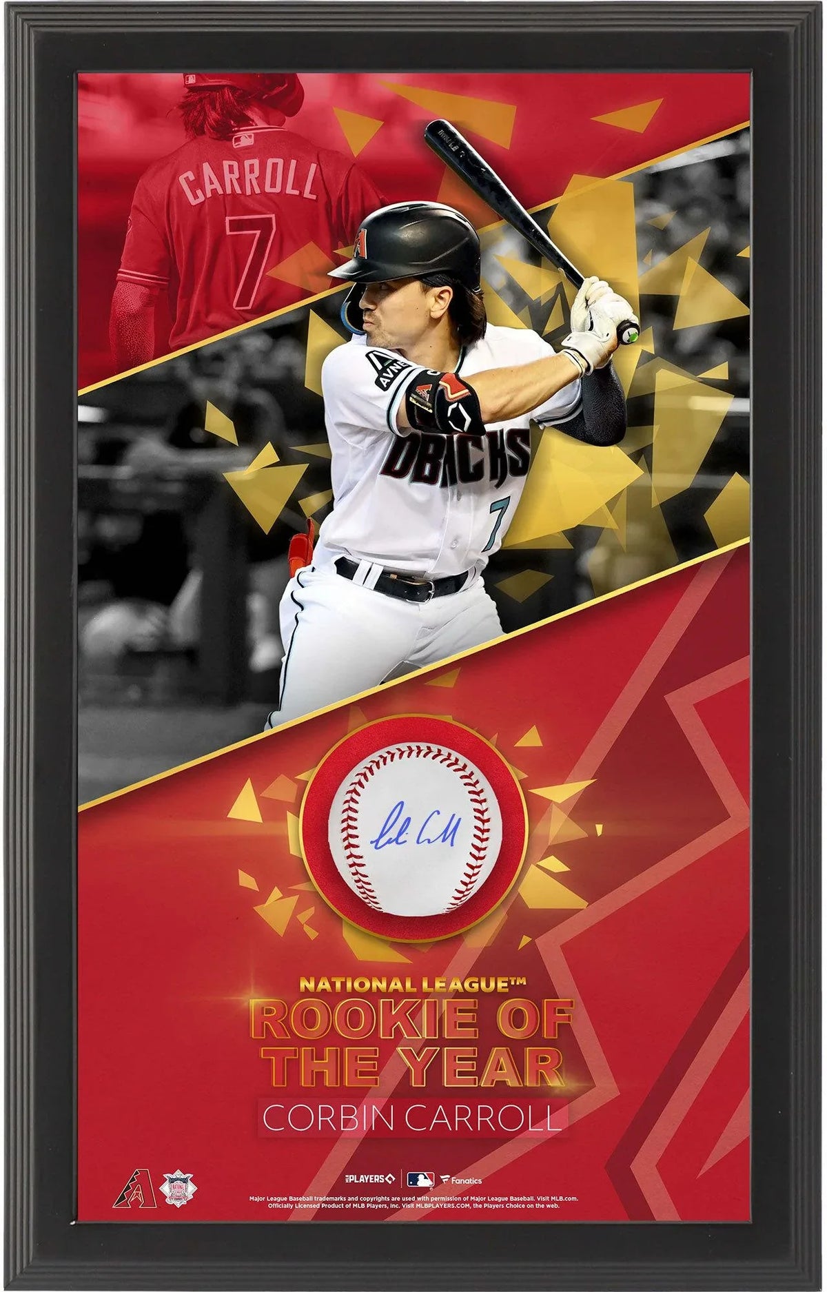 Baseball Corbin of Year Diamondbacks Certified the Collage Framed Shadowbox League - Carroll Authentic Arizona with Rookie National Autographed 2023 Fanatics