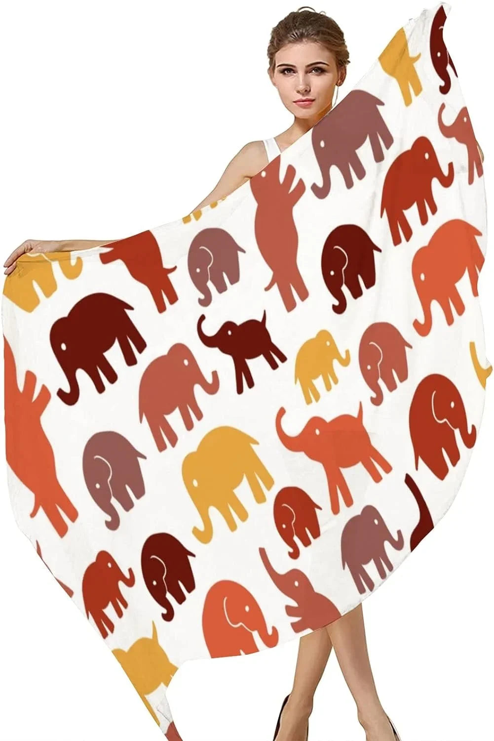 Women Silk Scarves Neck On Shawl Wrap Long Cute Hyjoy Elephants for Lightweight White Scarf Girls