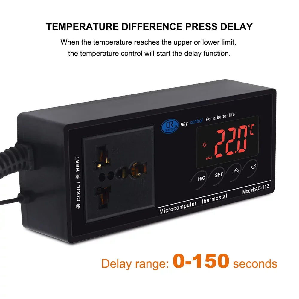 for Freezer, Heating Incubation, & Digital Cooling Brewing, Anself with Green 40℃~110℃ House Mode Outlet, Temperature Chest Thermostat Controller Reptiles Home