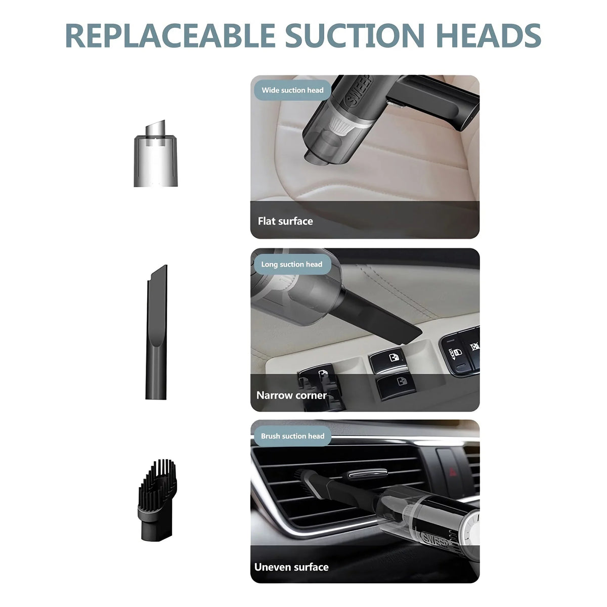 Mini Car Suction Car Powerful for Wireless Vacuum Portable Cleaning Vacuum Interior Cleaner, Home and K-7 (Black)