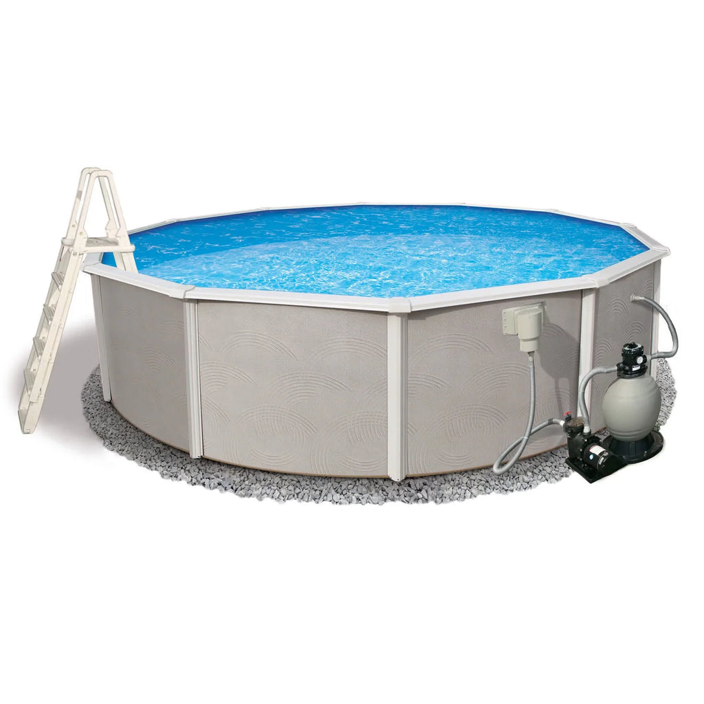 27-ft Top Package Deep Swimming 52-in Belize Wall Metal Pool Round Rail 6-in