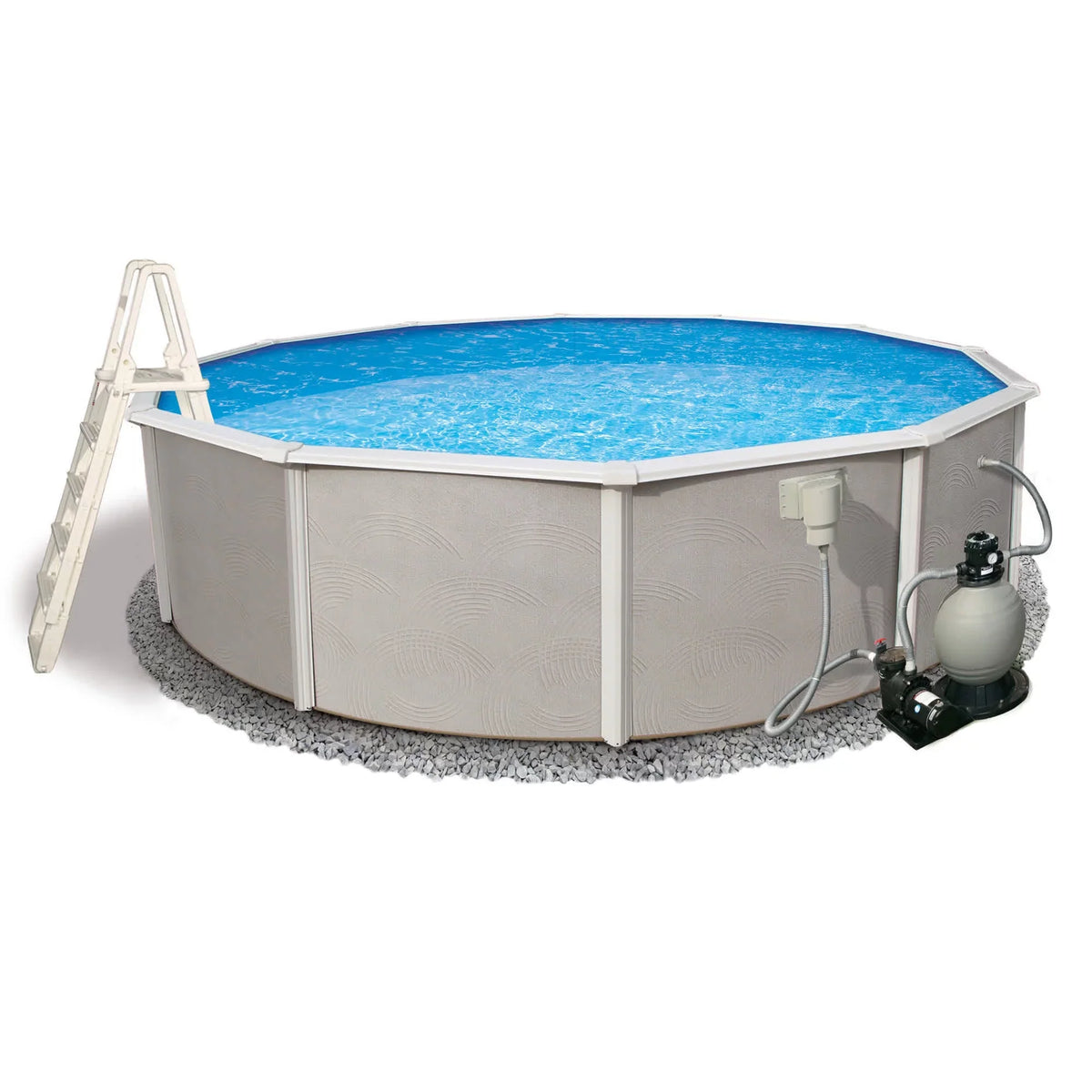 27-ft Top Package Deep Swimming 52-in Belize Wall Metal Pool Round Rail 6-in