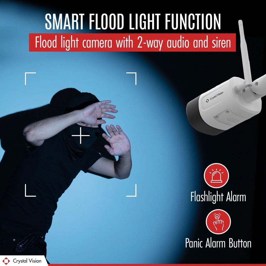 2 System 10.1 Crystal Wireless Vision Siren Way Cameras NVR 6X Floodlight 3MP Built-In Surveillance In Monitor, HD CCTV w/ [8CH] Audio