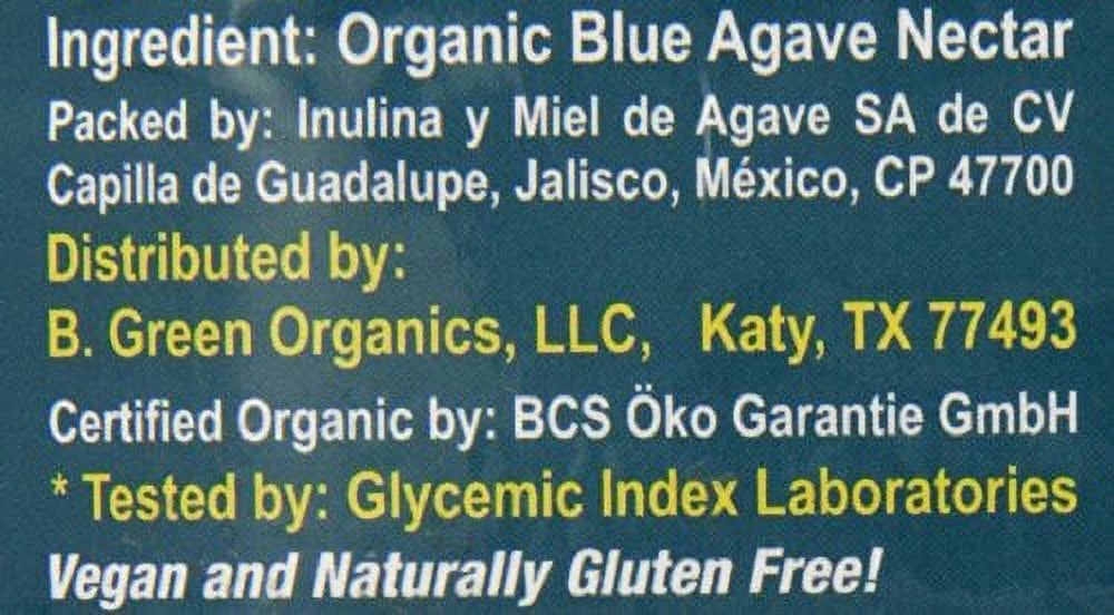 Blue, Organic Green Raw Blue Ounce 176 Agave Nectar,