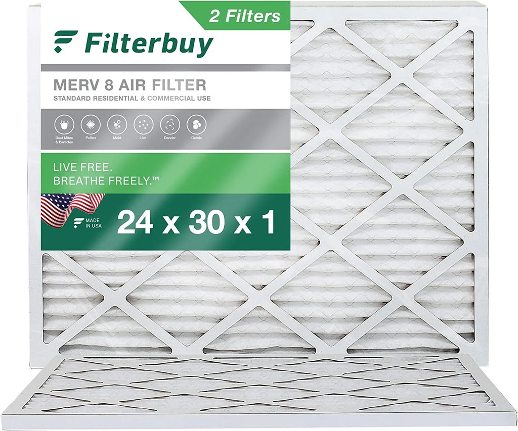 Air HVAC 8 Furnace Filterbuy AC 24x30x1 Filters (2-Pack) Pleated MERV