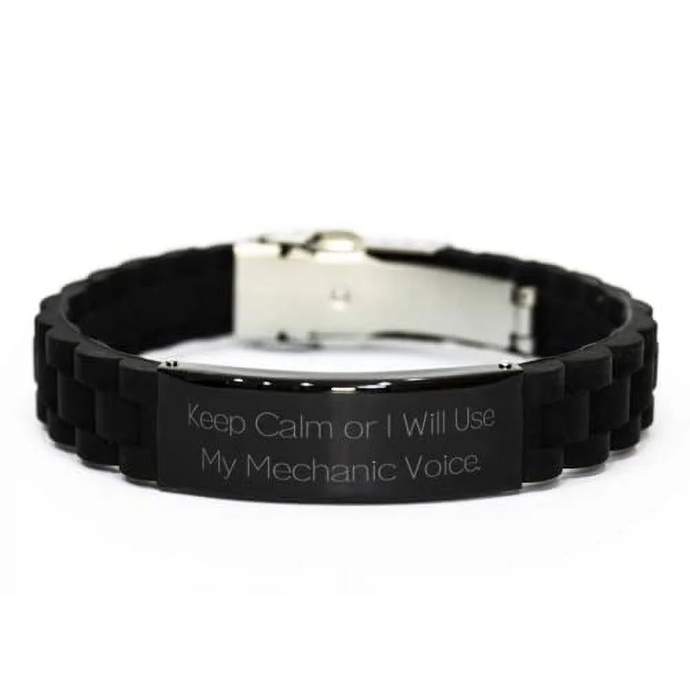 Calm amangny Bracelet or from Keep Boss, Engraved Coworkers, for New Present Mechanic for Clasp Glidelock Black Will, Bracelet, Mechanic I