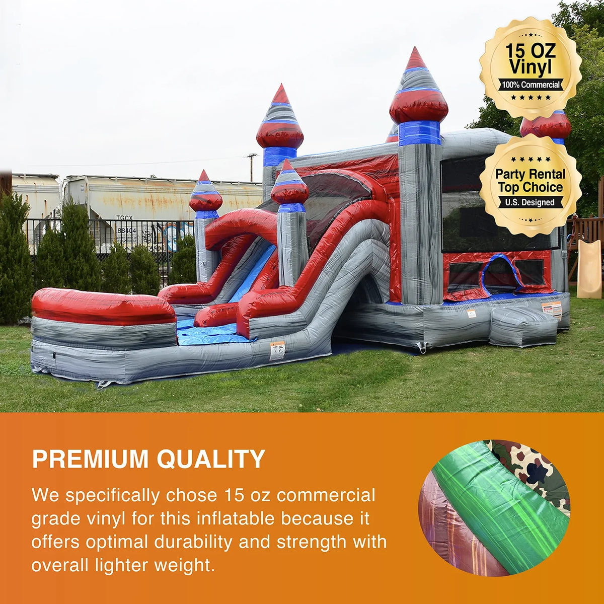 Bounce Grade JumpOrange Castle Commercial Water Titanium Kids Slide with Adults (with Pool and for House Blower),